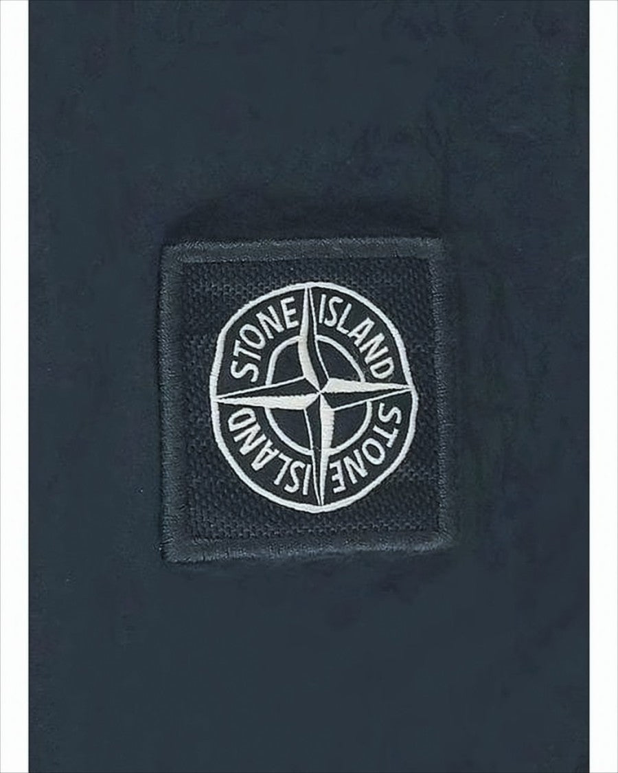 Stone Island Buttoned Blue Shorts With Design