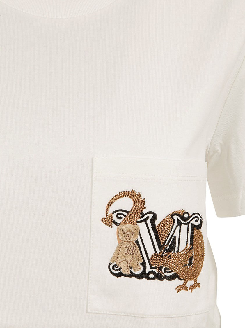 Max Mara White T-Shirt With Embroidered Pocket Detail
