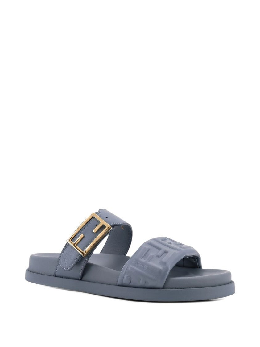 Fendi Blue Minimalist Flats