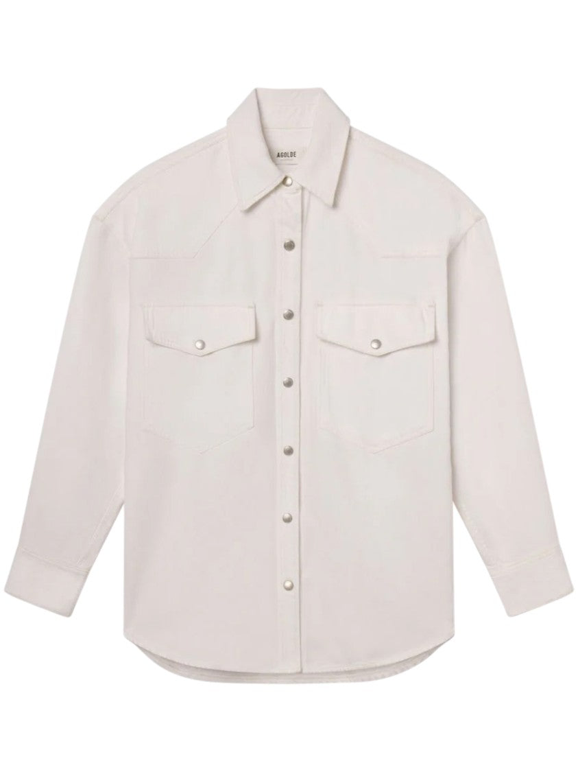 Agolde Relaxed Fit Oversized Milkshake Shirt With Snap Buttons