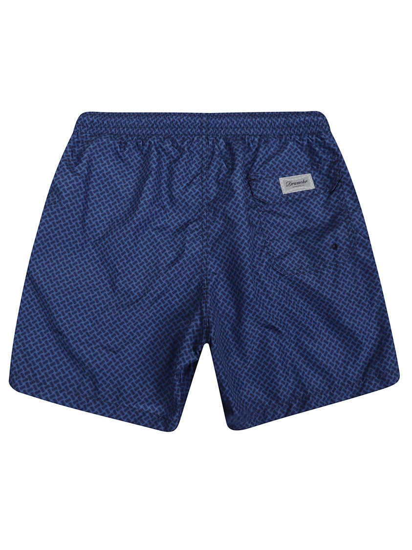 Drumohr Blue Geometric Print Swim Shorts