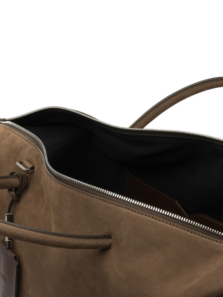 Max Mara Structured Calfskin Nubuck Leather Satchel Handbag