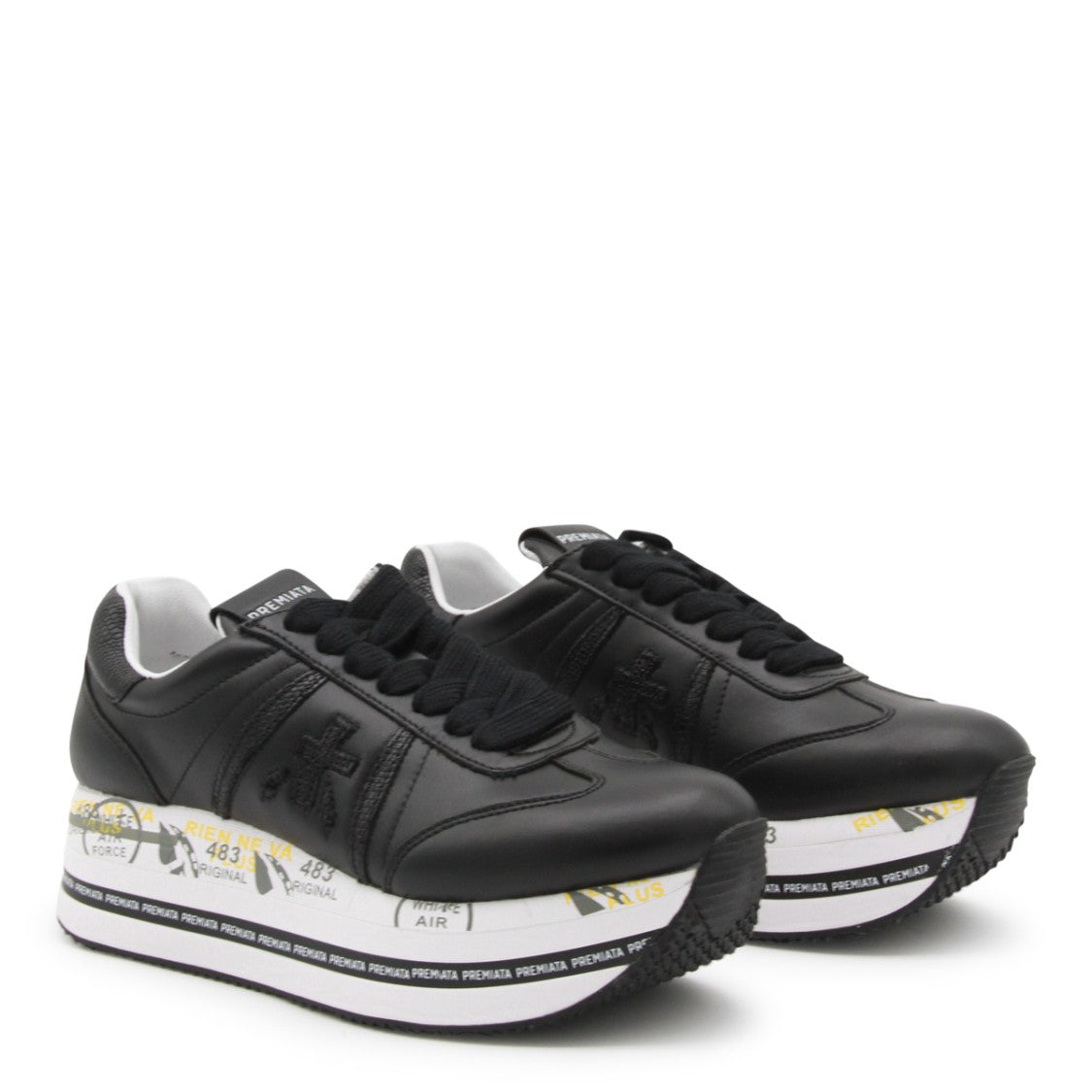 Premiata Black Leather Beth Sneakers