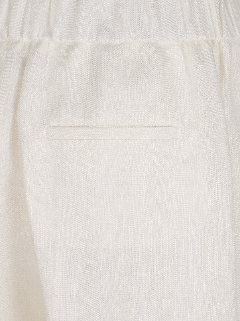 Peserico Straight-Leg Trousers With Elastic Waist And Luminous Flax Fabric