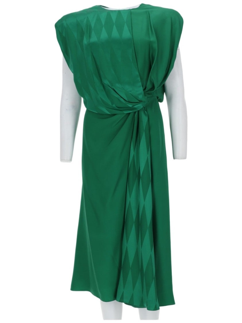 Versace Draped Twisted Knot Silk-Blend Midi Dress