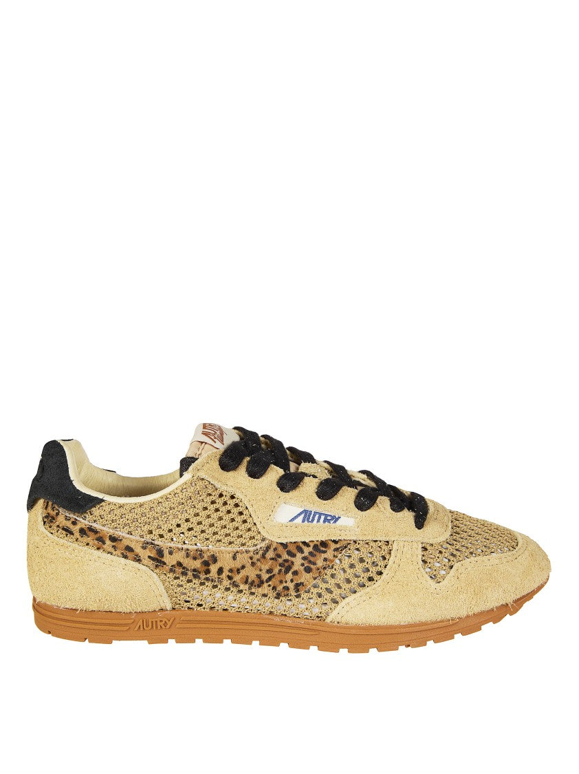 Autry Beige Suede Leopard Print Sneakers