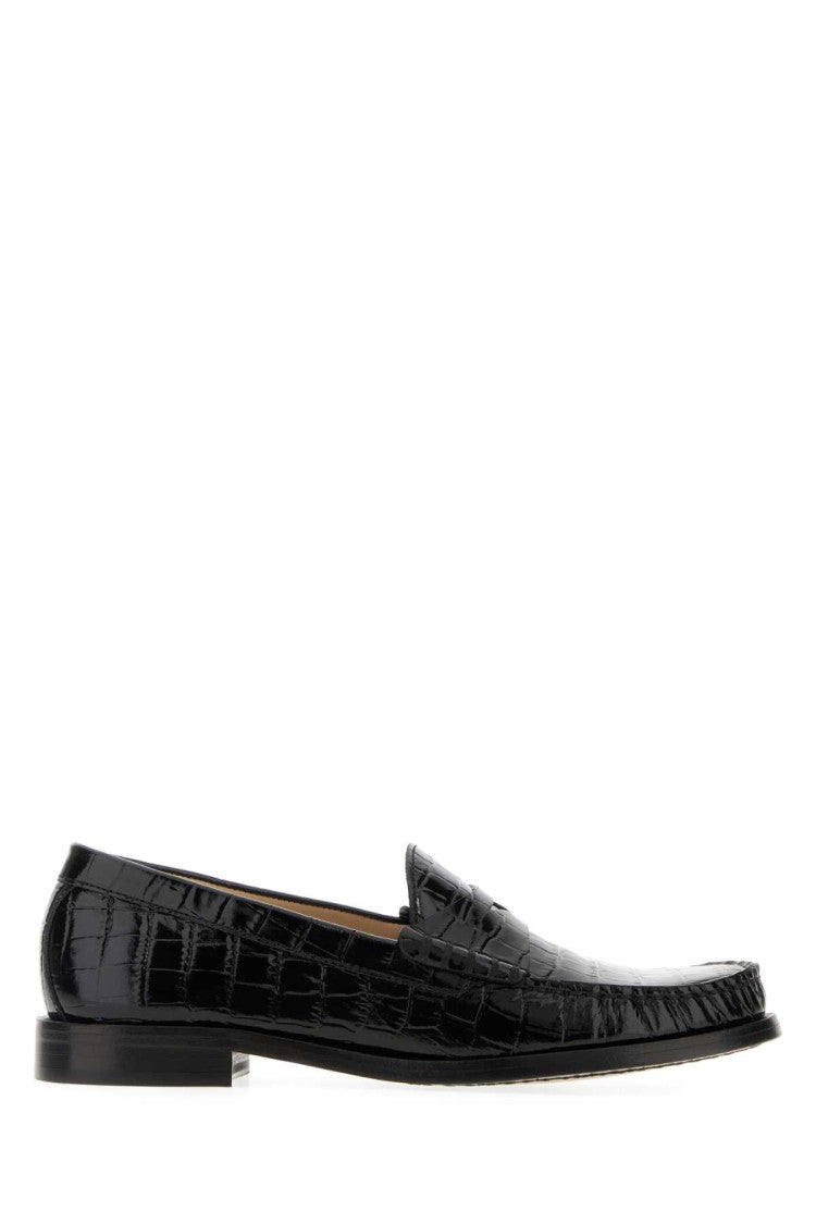 Stuart Weitzman Black Leather Lottie Loafers