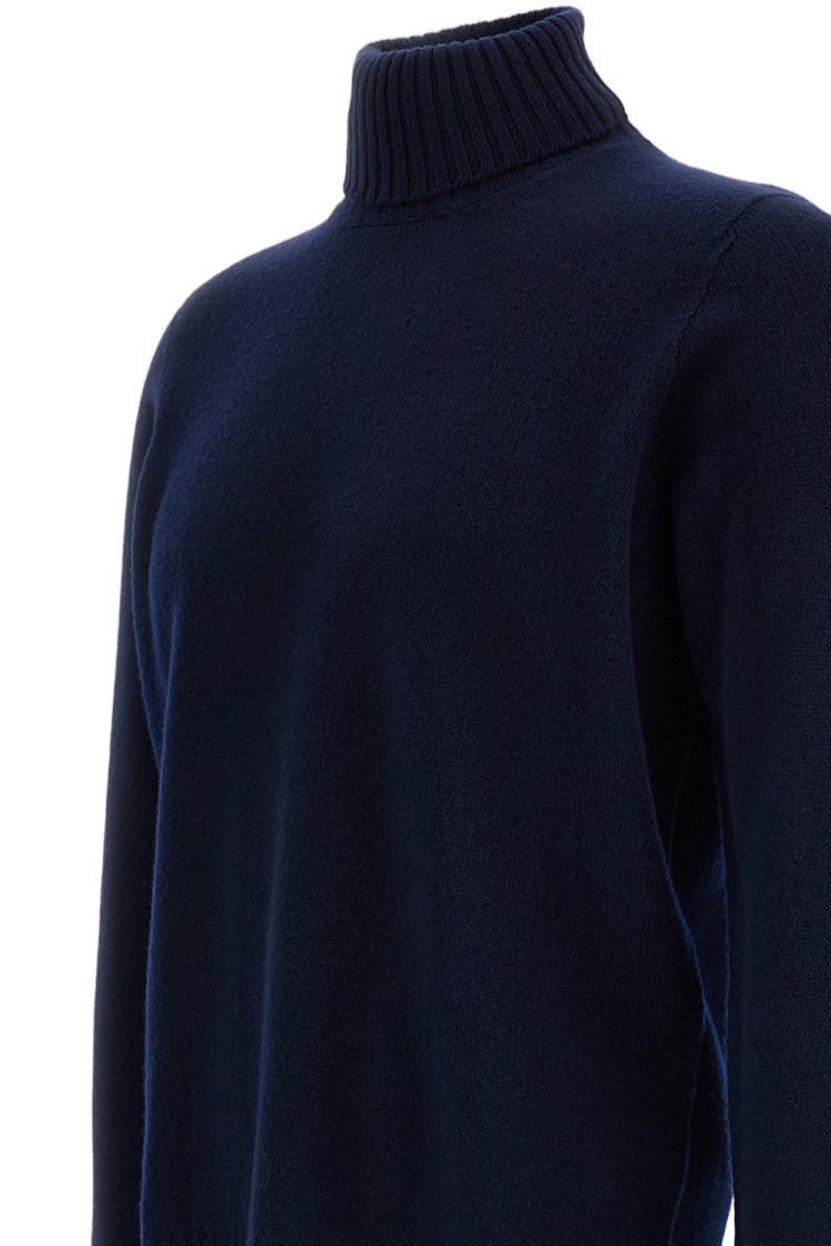 Drumohr Blue Jersey-Knit Wool Turtleneck Sweater