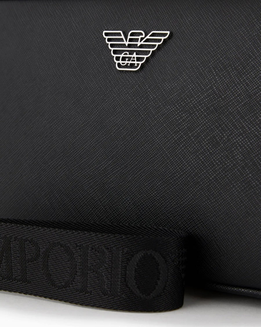 Emporio Armani Black Regenerated Saffiano Leather Beauty Case