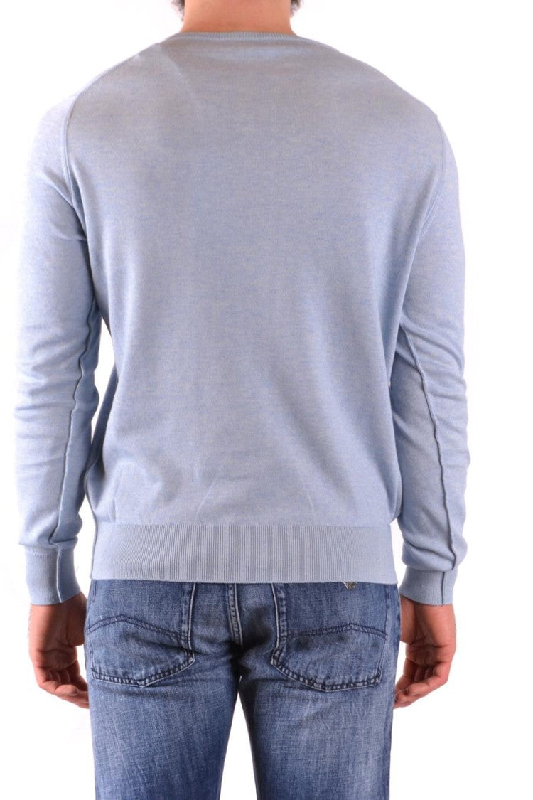 Dondup Fine-Knit Light Blue Sweater With Crew Neckline
