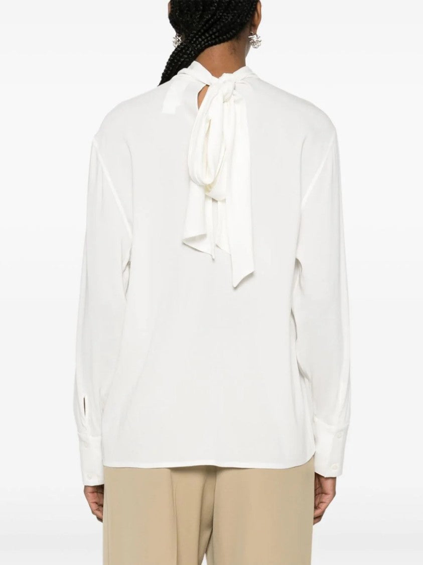 Fabiana Filippi Long Sleeve Top With High Neck And Bow Detail