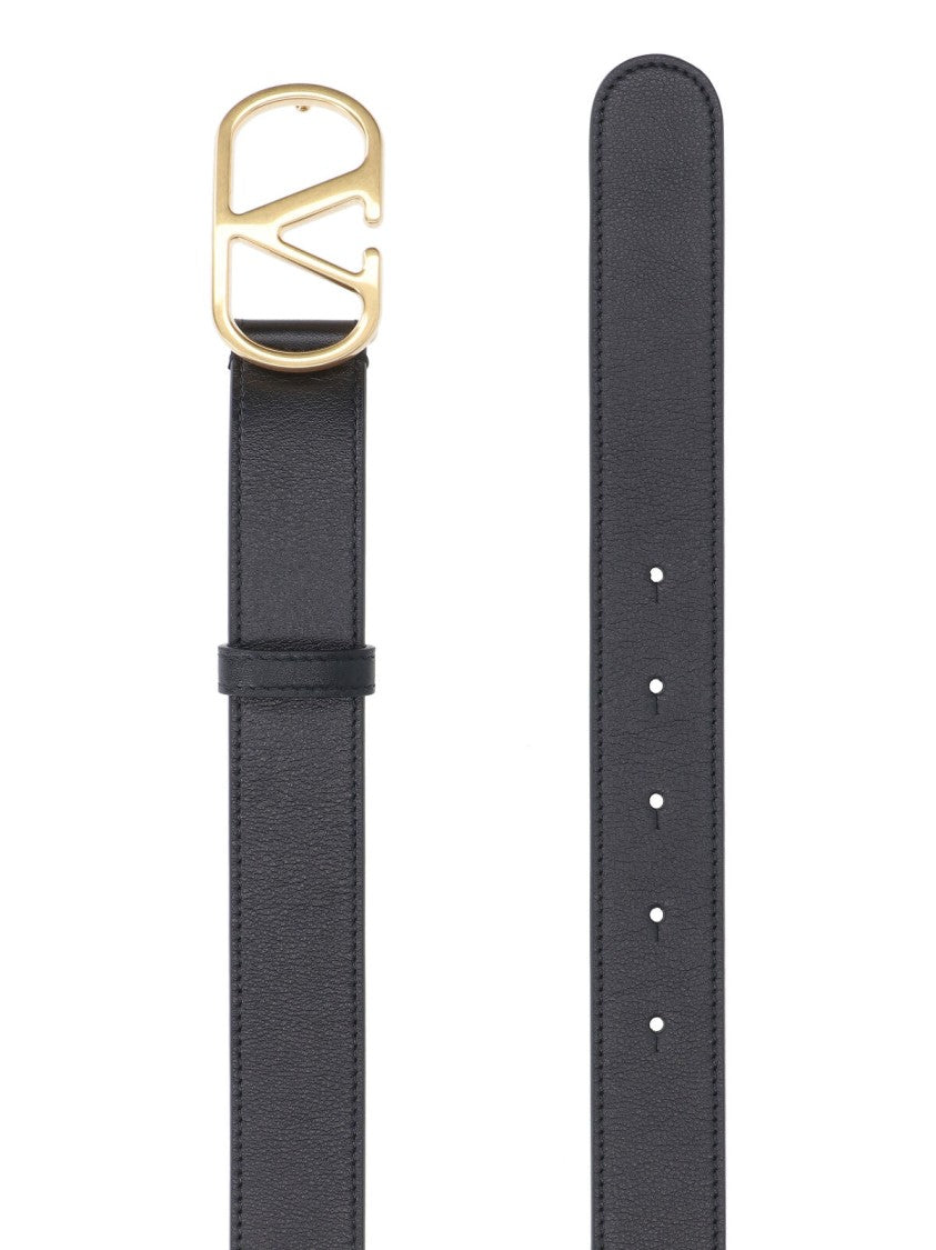 Valentino Garavani Black Vlogo Signature Adjustable Leather Belt