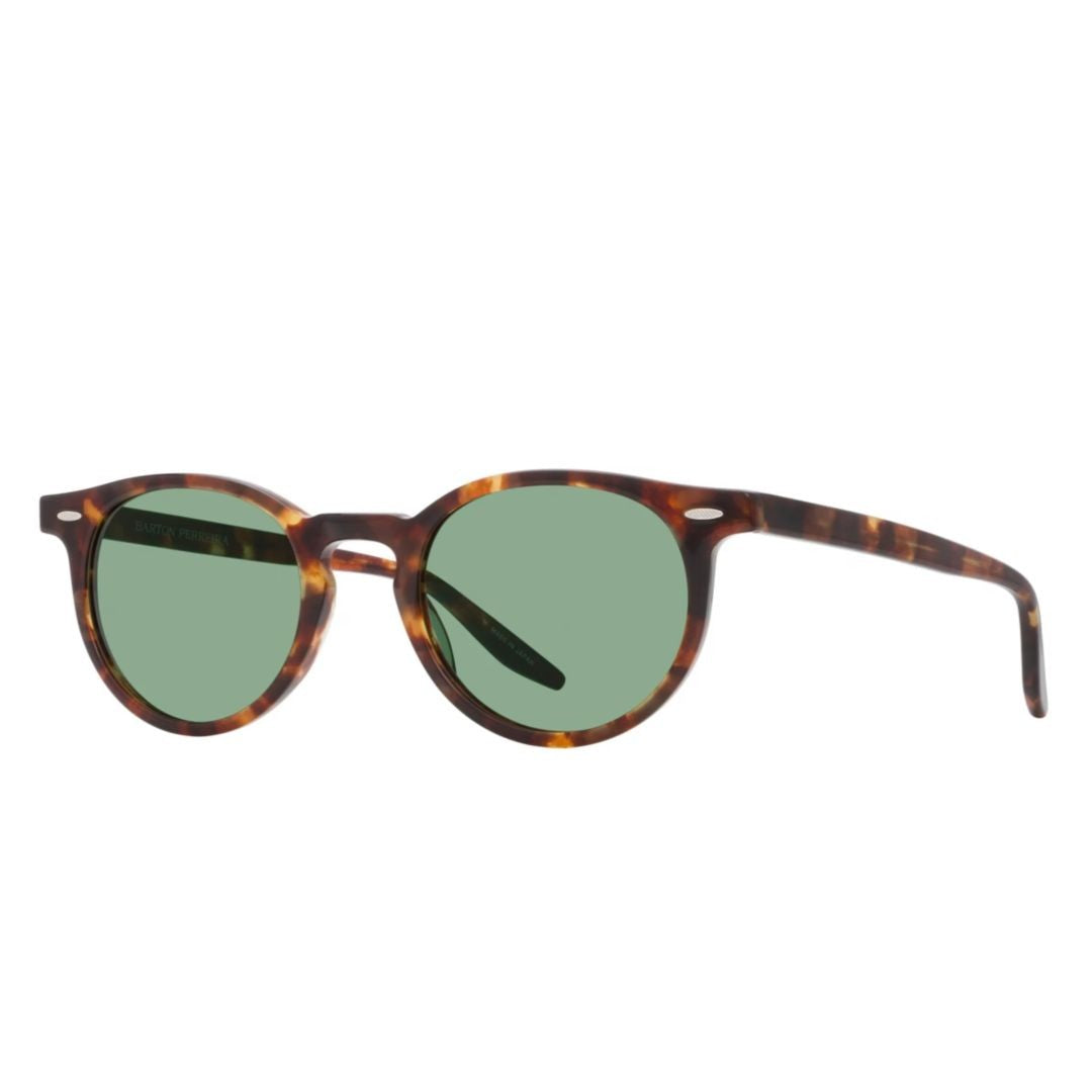 Barton Perreira Banks Round Frame Tortoiseshell Sunglasses With Green-Tinted Lenses