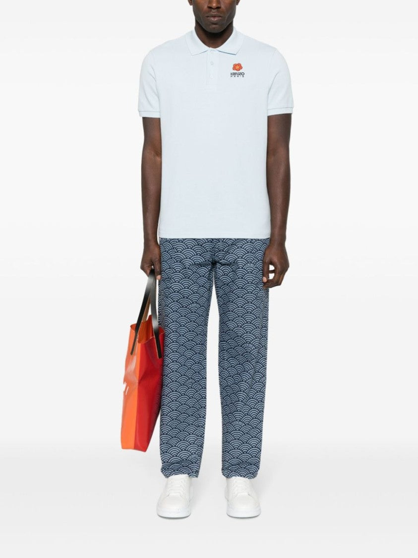 Kenzo Geometric Pattern Cotton Denim Trousers