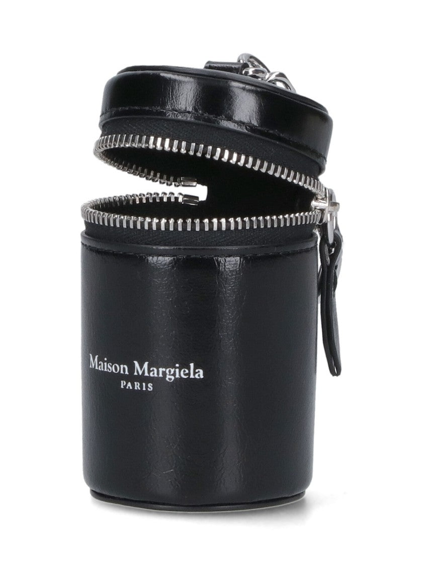 Maison Margiela Cylindrical Black Leather Keychain Pouch