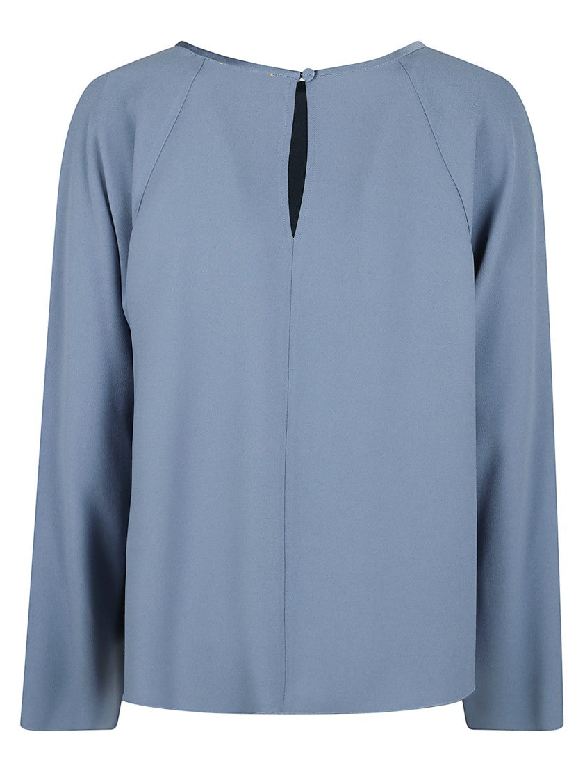 Forte Forte Light Blue Acetate Blend Blouse With Decorative Stitching