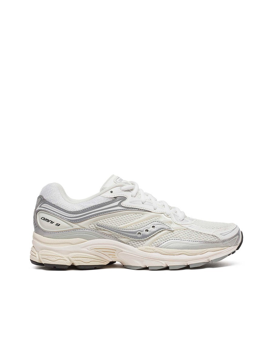 Saucony White/Silver Progrid Omni 9 Sneakers