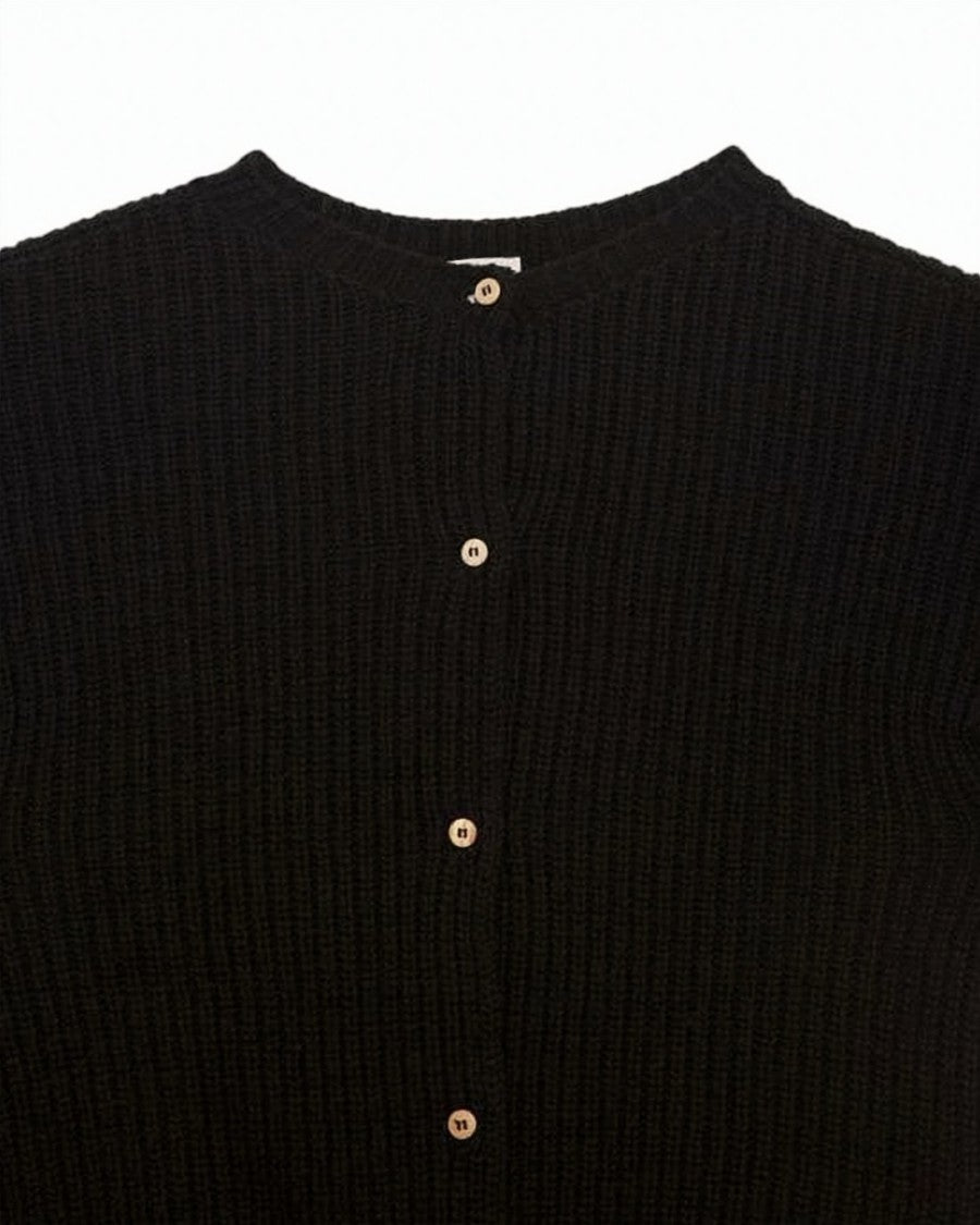 Baserange Textured Knit Cardigan With Button-Down Front