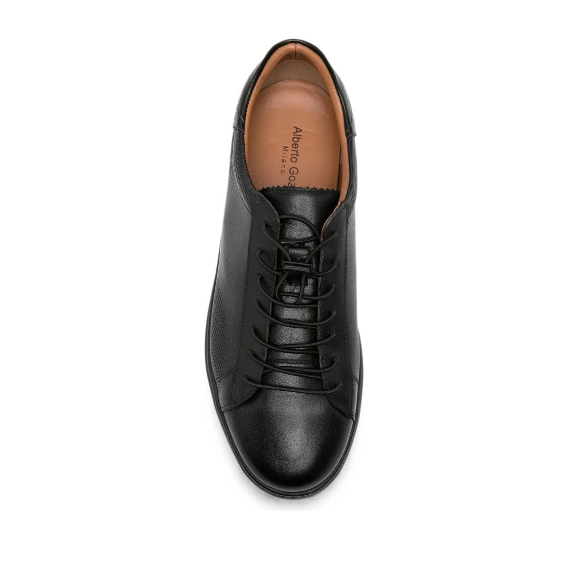 Alberto Gozzi Black Textured Panels Wedge Leather Sneakers