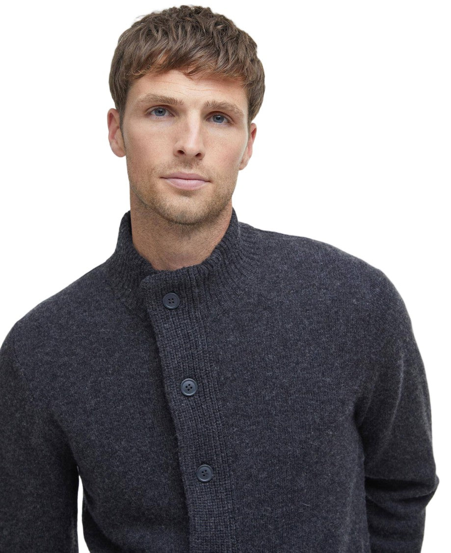Barbour Charcoal Marl Zip Through Cardigan