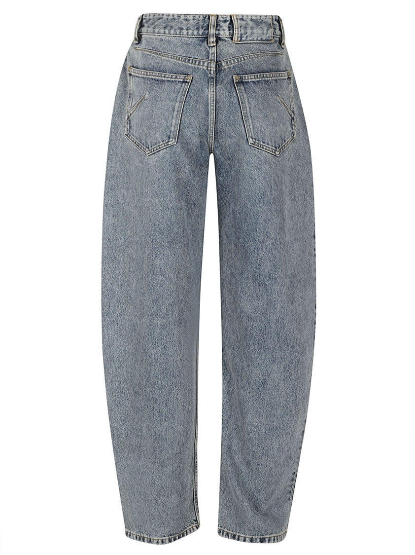 Alaïa Relaxed Wide-Leg Jeans With Faded Blue Wash