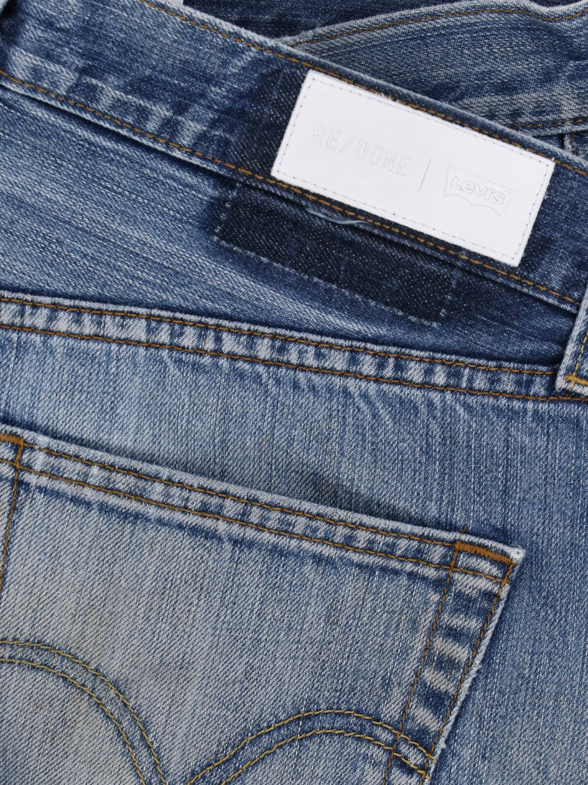 Re/Done Light Blue Worn Five-Pocket Denim Shorts