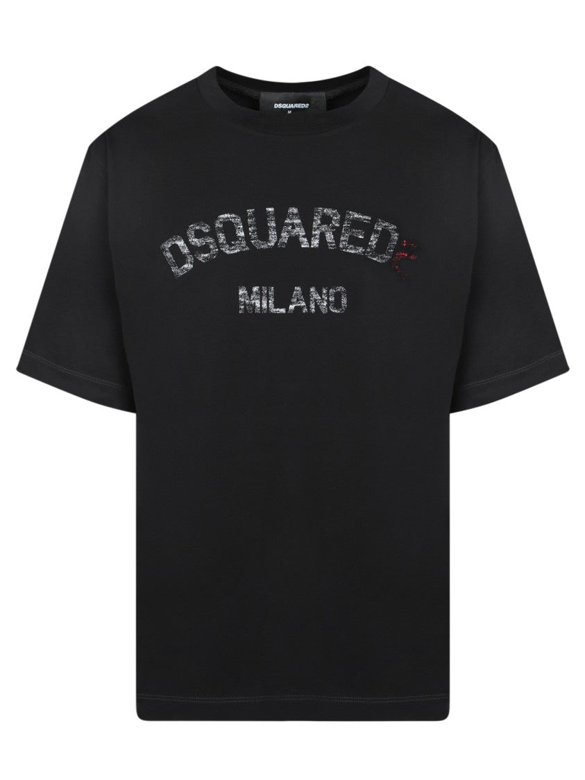 Dsquared2 Contemporary Black T-Shirt With Sparkling Logo