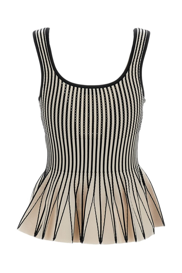 Elisabetta Franchi Bicolour Geometric Pattern Knit Top