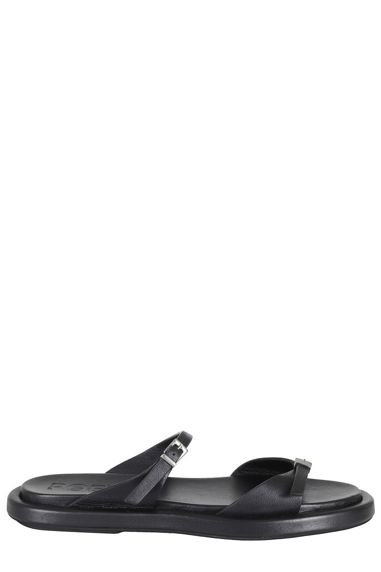 Poeve Black Laila Double-Strap Goat-Leather Mules