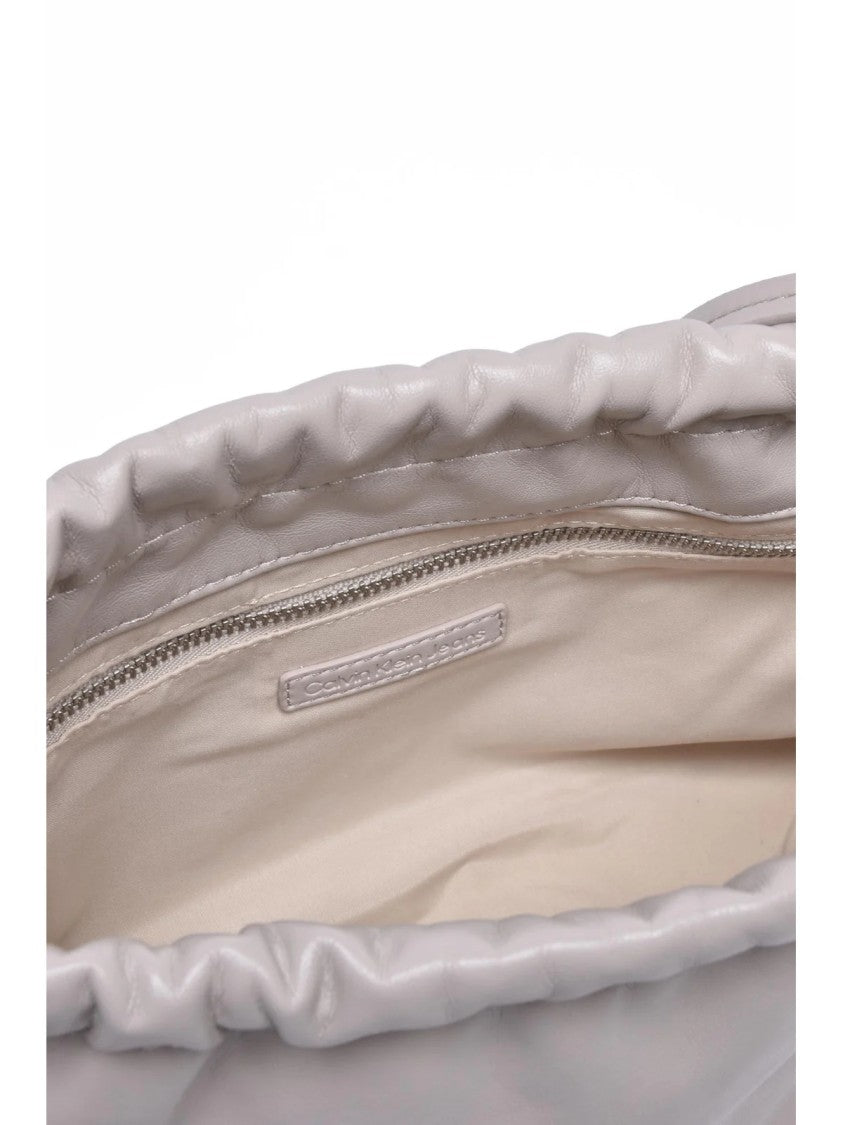 Calvin Klein Jeans Beige Slouchy Drawstring Polyurethane Pouch