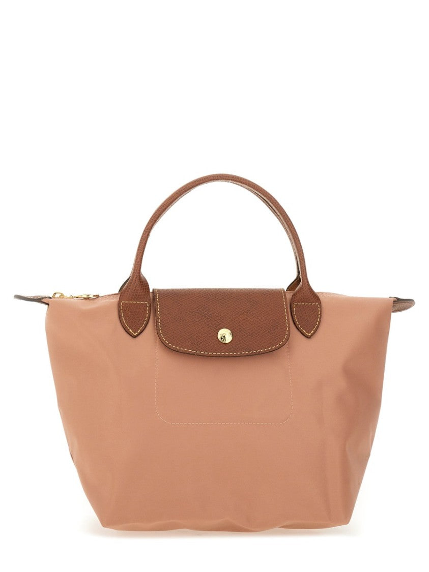 Longchamp Small Structured Tote Bag With Flap Closure And Metallic Button