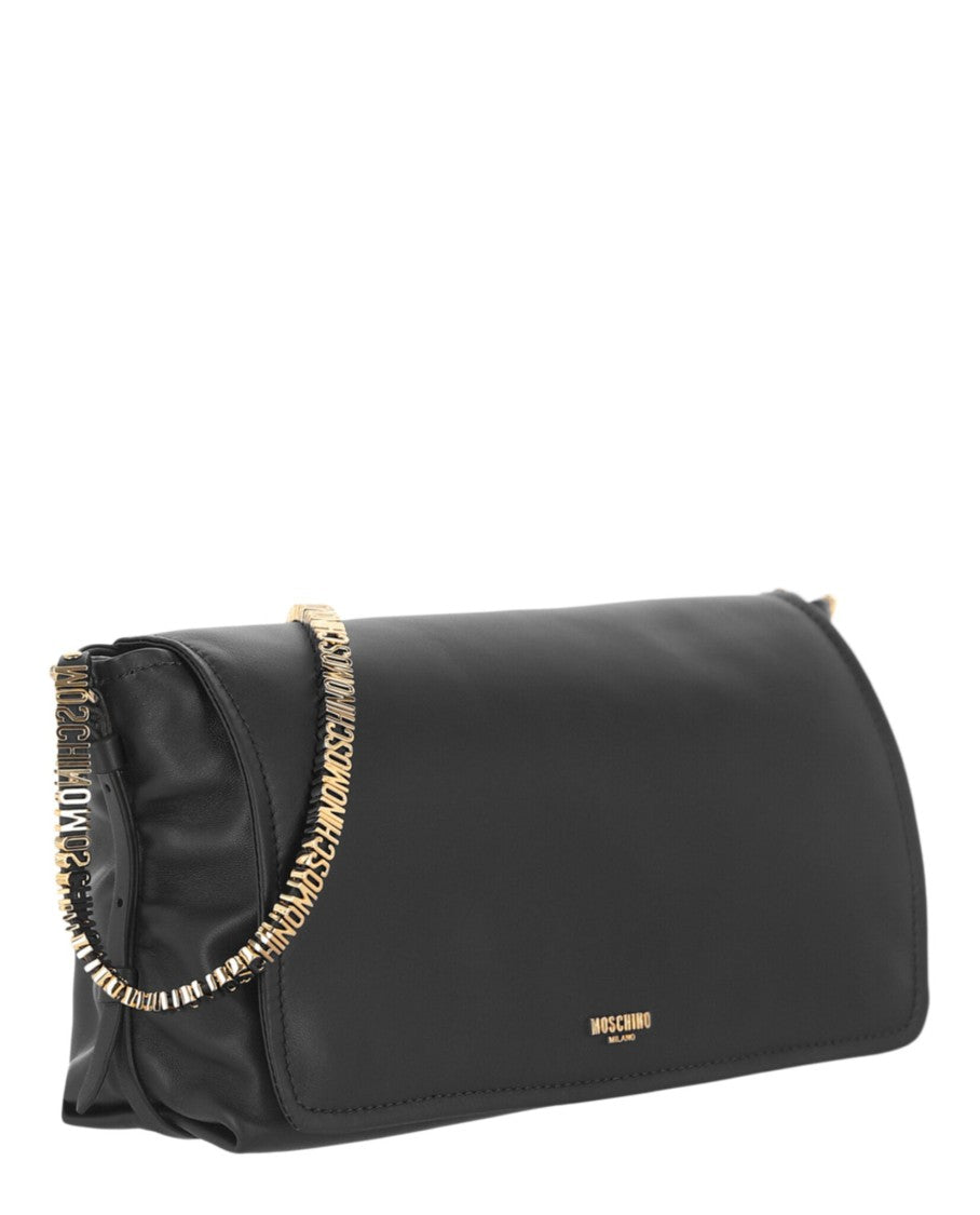 Moschino Heart Lock Leather Shoulder Bag