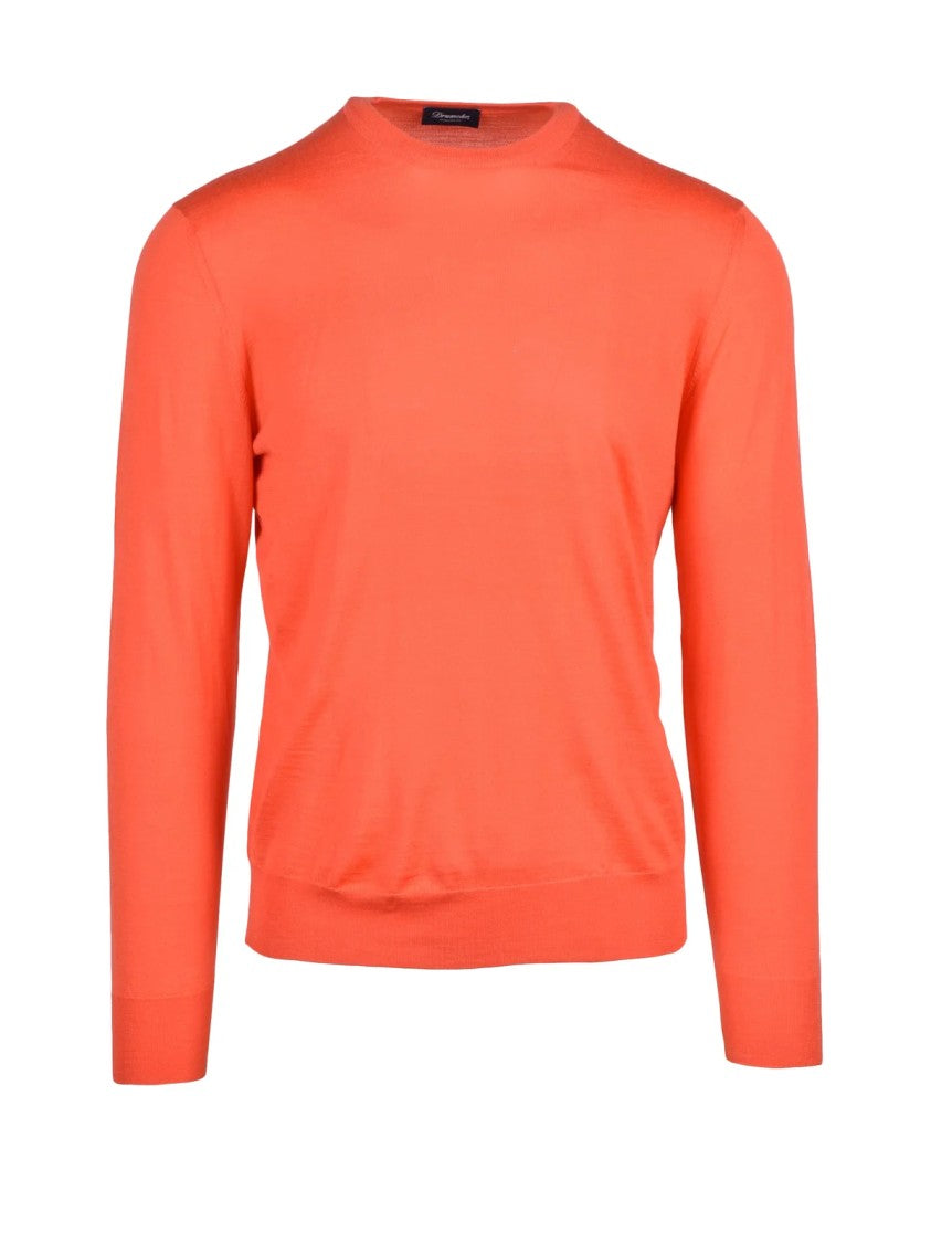 Drumohr Orange Cashmere-Blend Crewneck Sweater