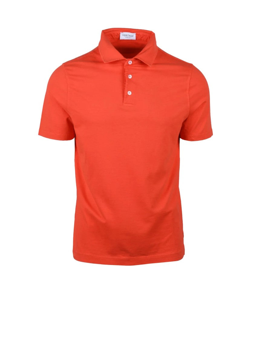 Heritage Vibrant Red Ribbed Collar Stretch Cotton Polo Shirt