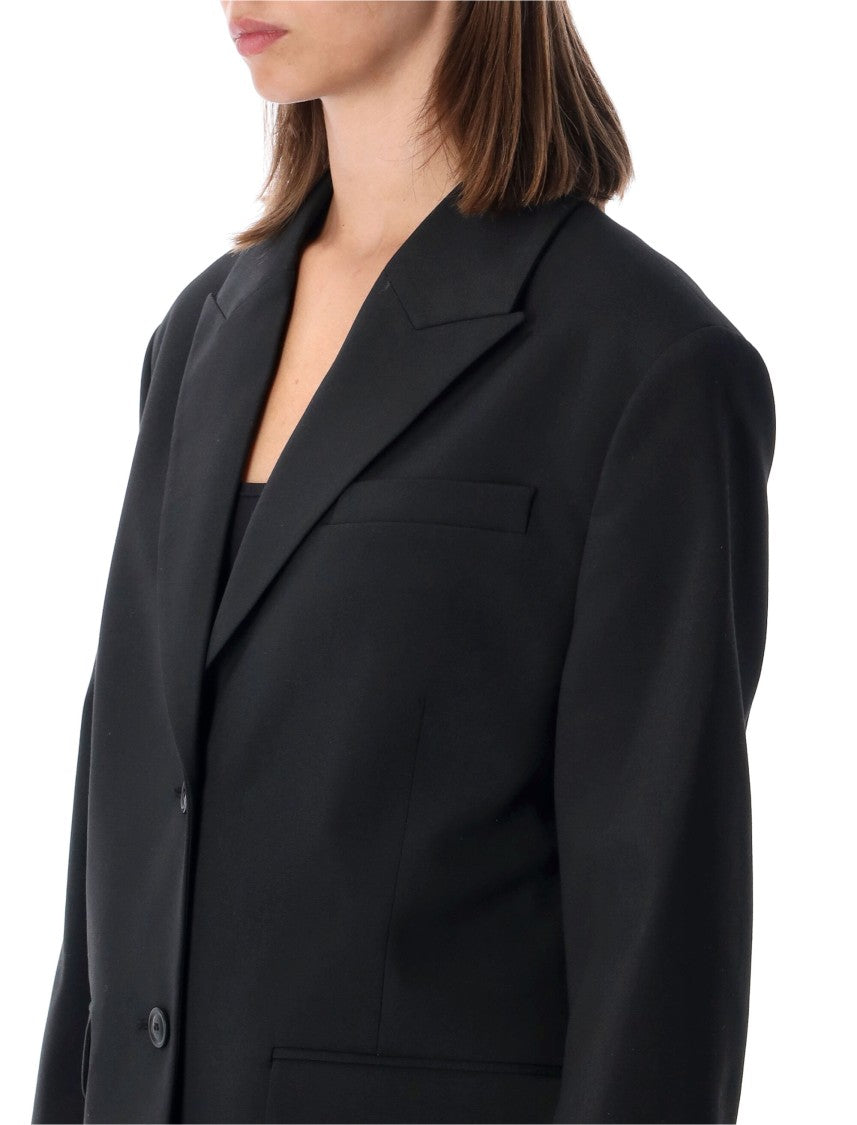 By Malene Birger Structured Black Blazer With Notched Lapel And Oversized Fit