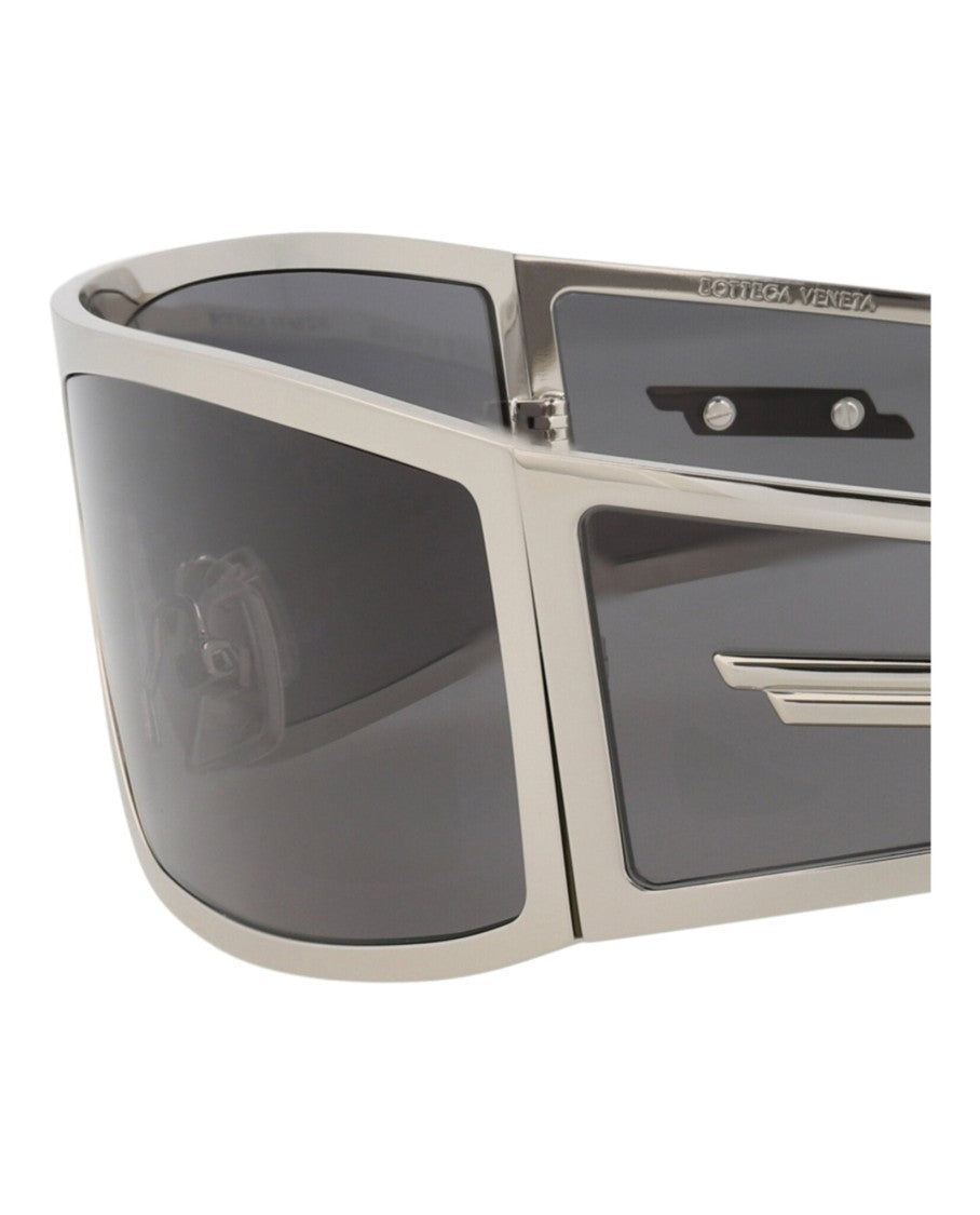Bottega Veneta Shield-Frame Metal Sunglasses With Adjustable Nose Pads