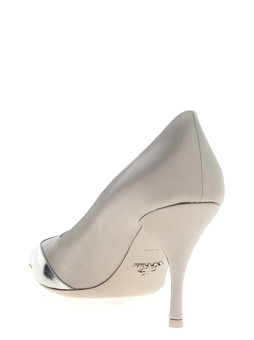 Prada Satin Pumps With Metallic Leather Accents