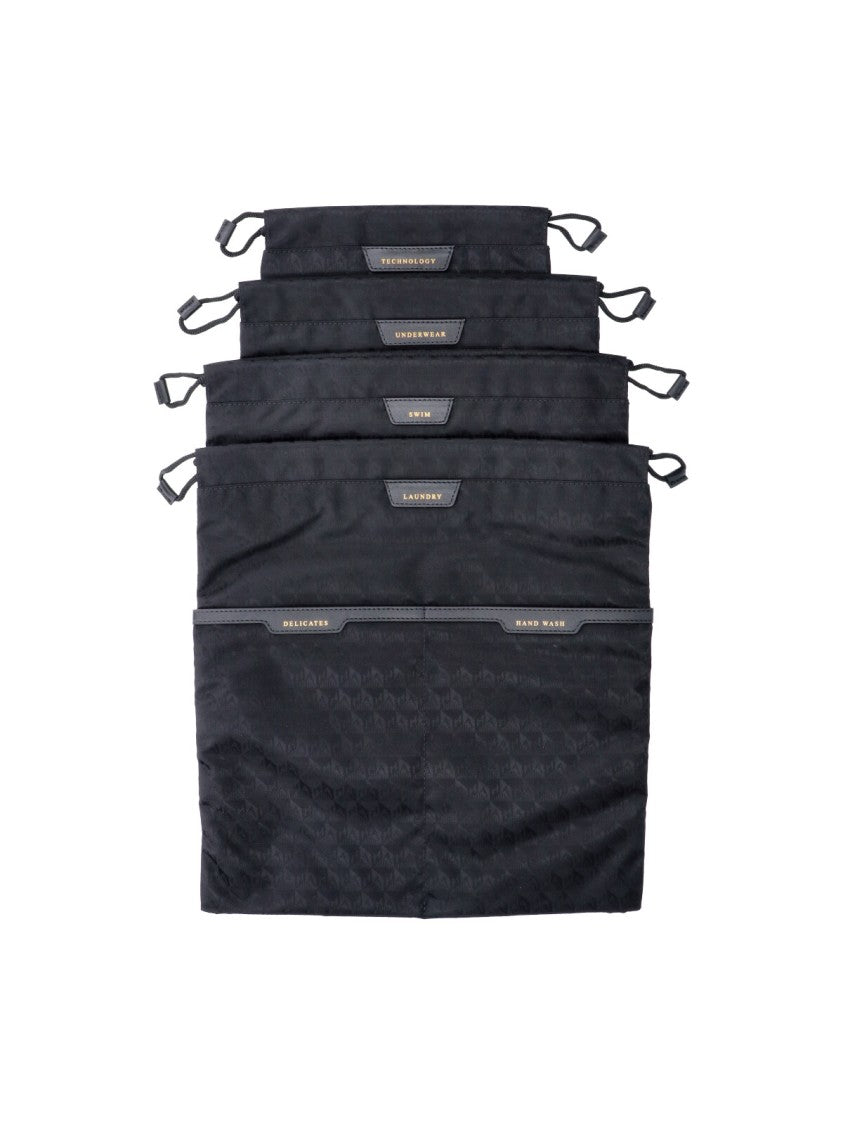 Anya Hindmarch Black Recycled Fabric Drawstring Pouch Set