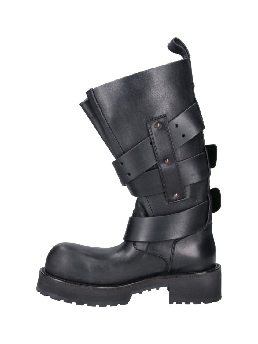 Balenciaga Black Venom Buckle Leather Boots