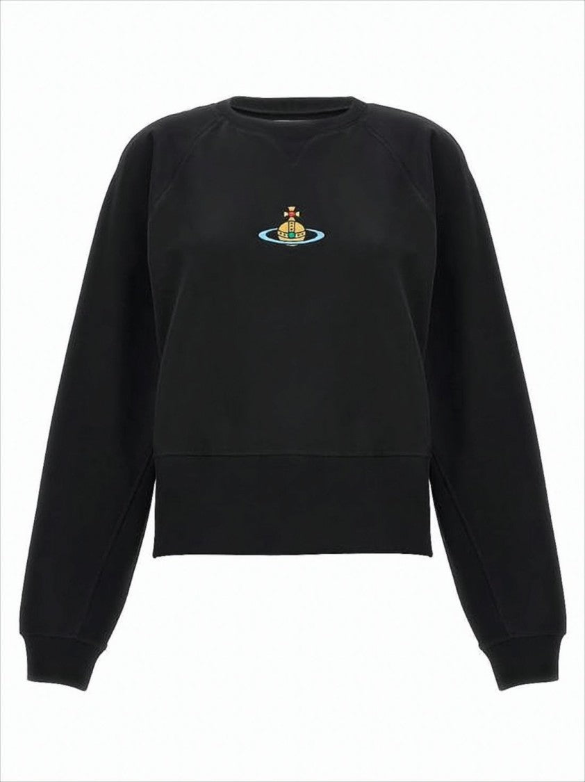 Vivienne Westwood Cropped Black Long-Sleeve Sweatshirt With Embroidered Emblem