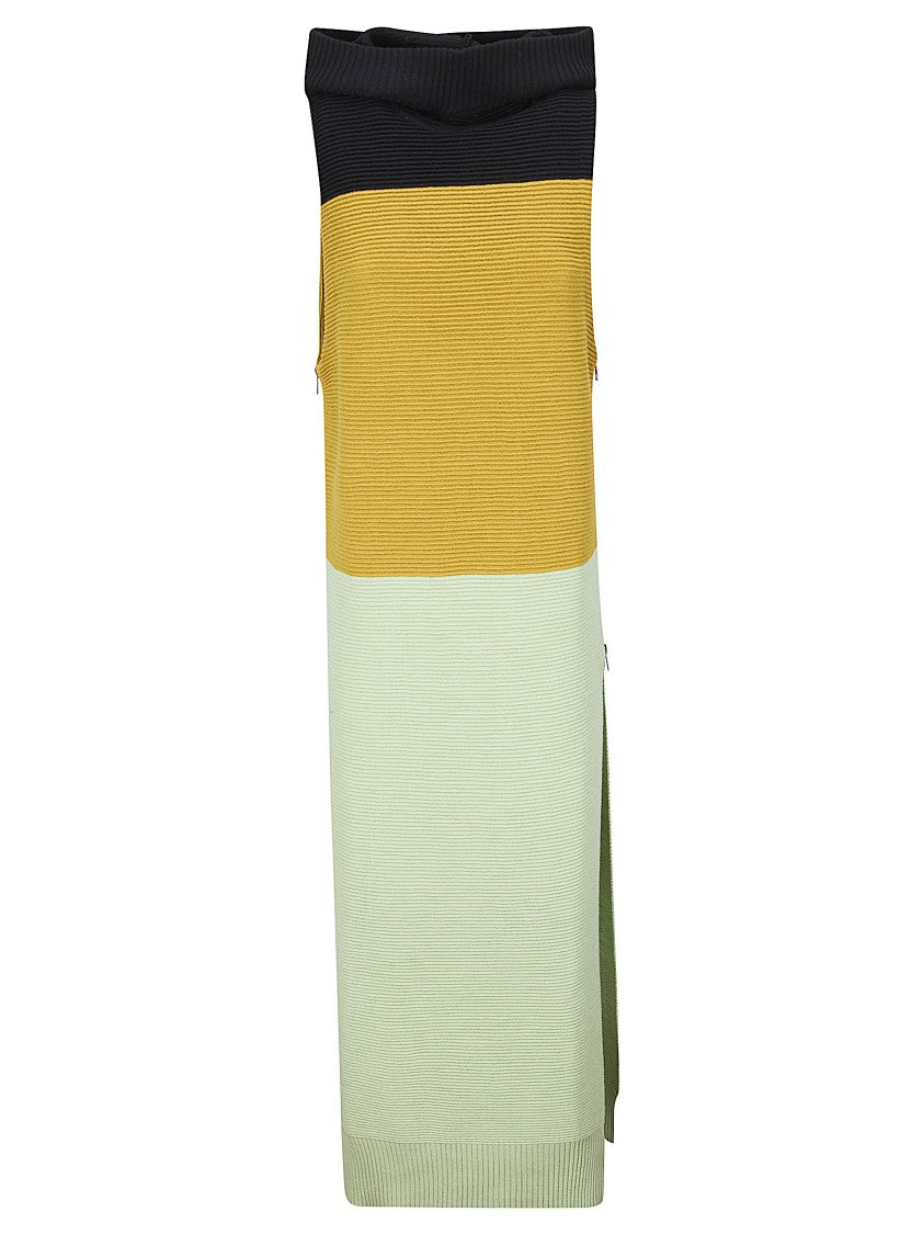 La Double J Hooded Wool Dress With Dynamic Slits