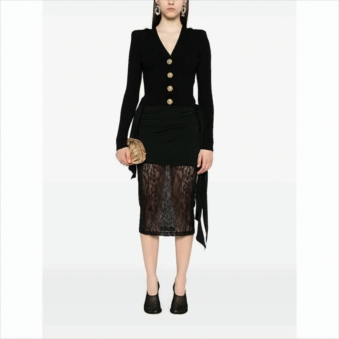 Balmain Fitted Ribbed Knit Cardigan With Structured Shoulders