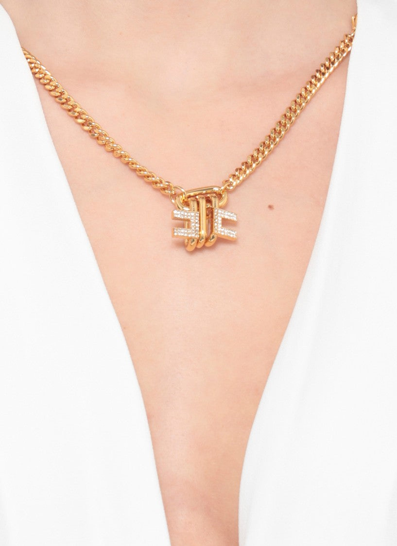 Elisabetta Franchi Ivory Viscose Chain-Detail Bodysuit