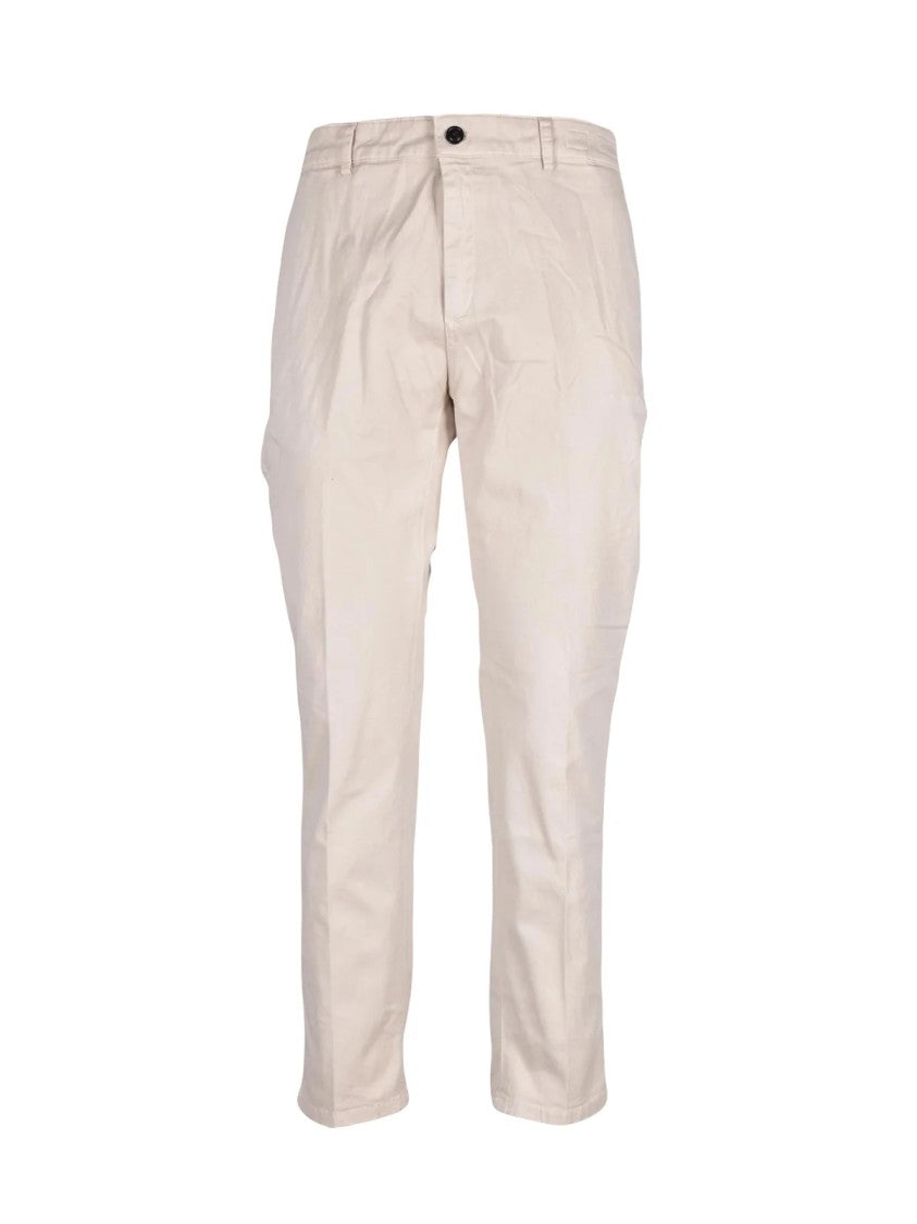 Department 5 White Slip-On Chino Trousers With Prince Denim Design