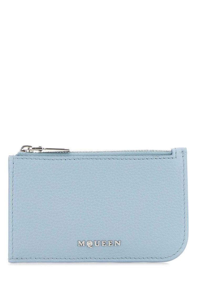 Alexander Mcqueen Light Blue Leather Card Holder