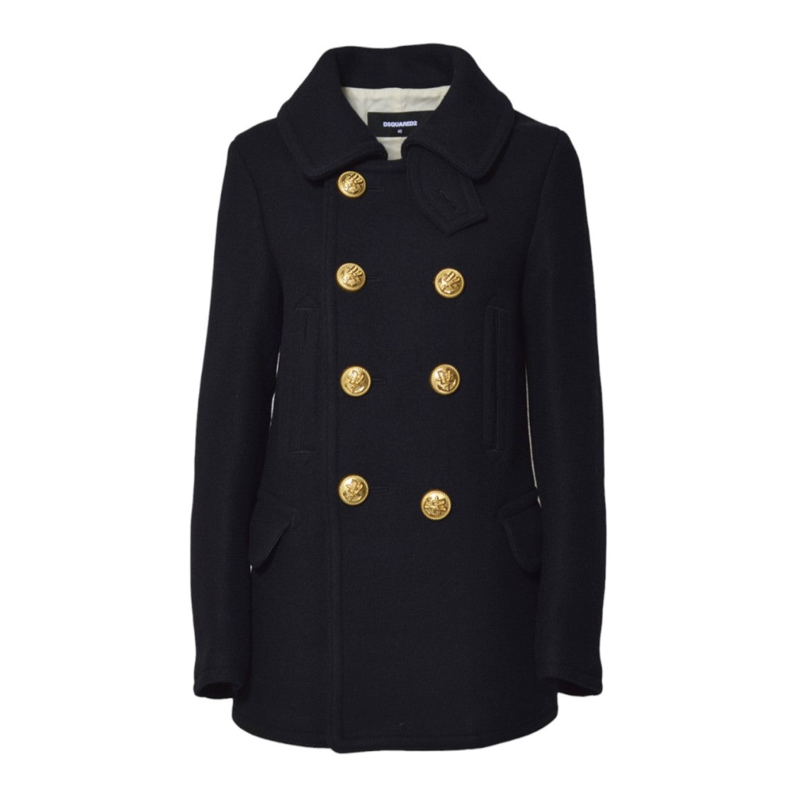 Dsquared2 Double-Breasted Blue Coat With Gold Buttons
