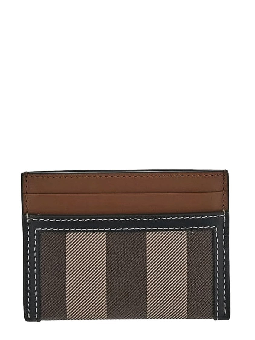 Burberry Striped Slim Card Wallet With Black Trim