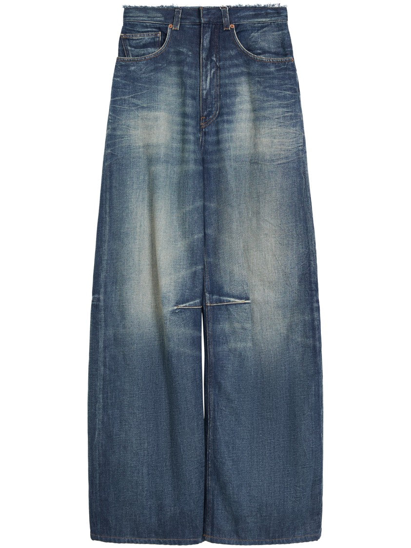 Mm6 By Maison Margiela Wide-Leg Denim Trousers With Raw Hem