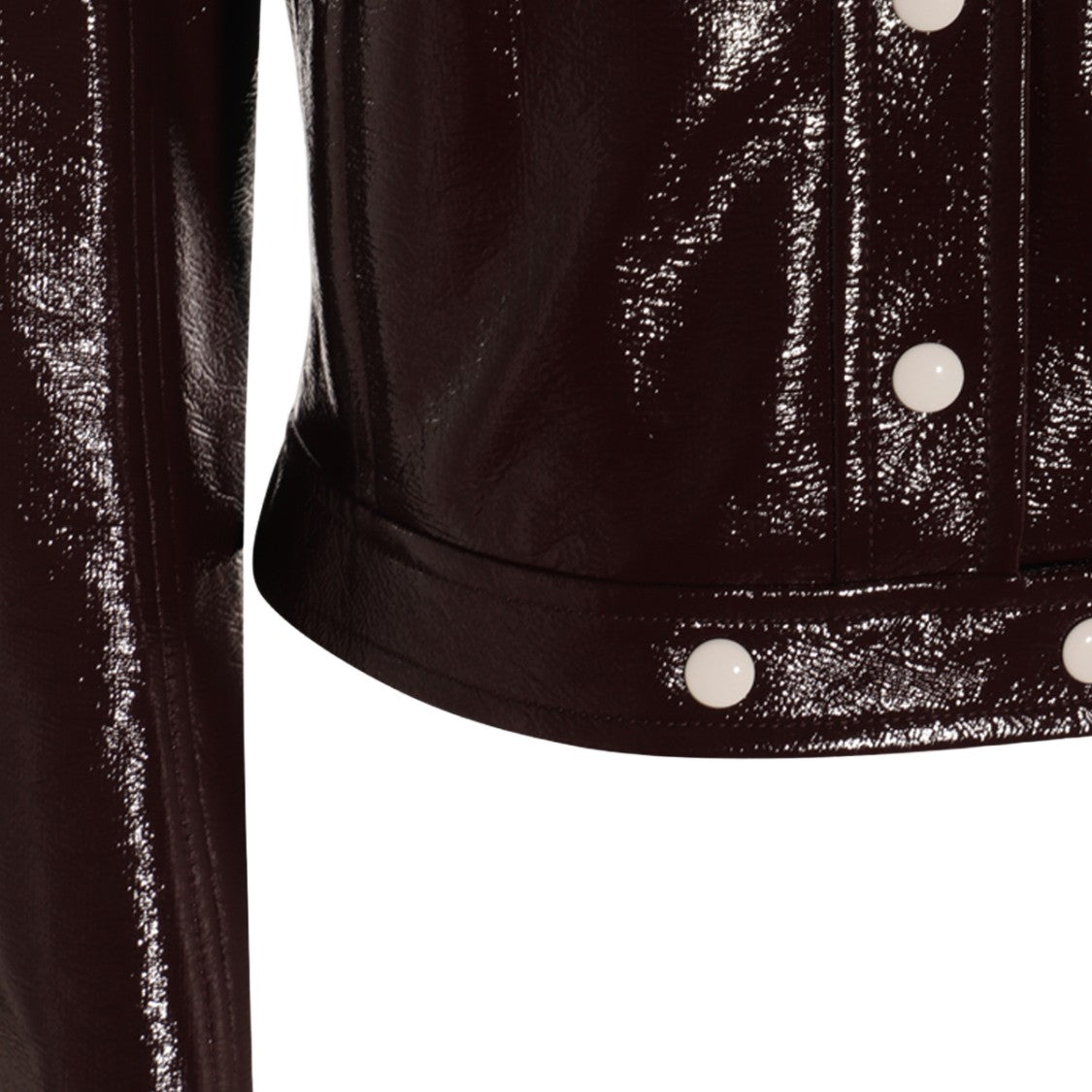 Courrèges Cropped Glossy Purple Jacket With Button-Up Front
