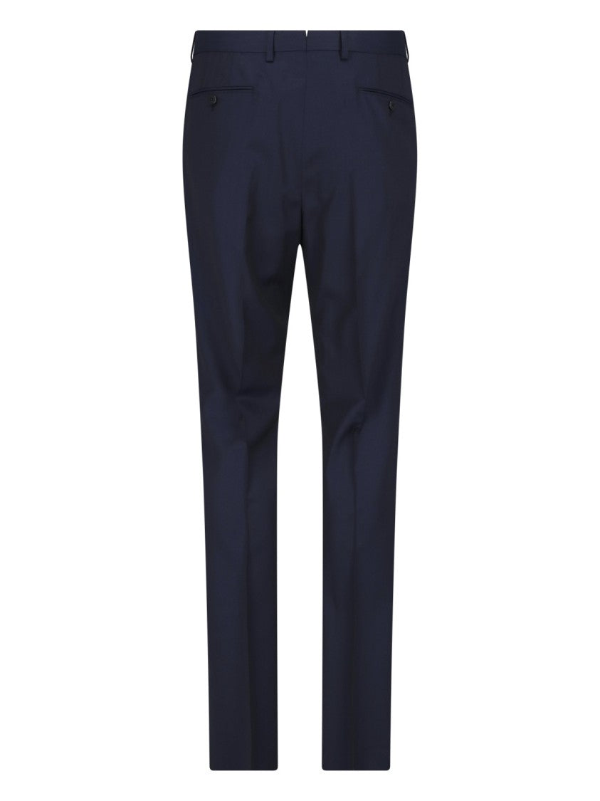 Caruso Navy Blue Double-Breasted Wool-Silk Suit